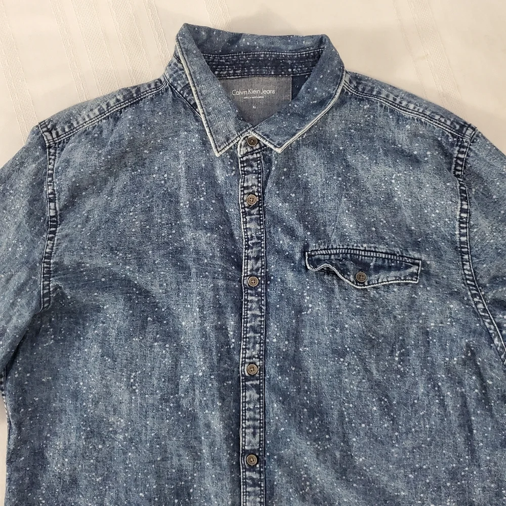Calvin Klein Jeans Buttons Up 100% Cotton Shirt Size XL - Picture 7 of 8